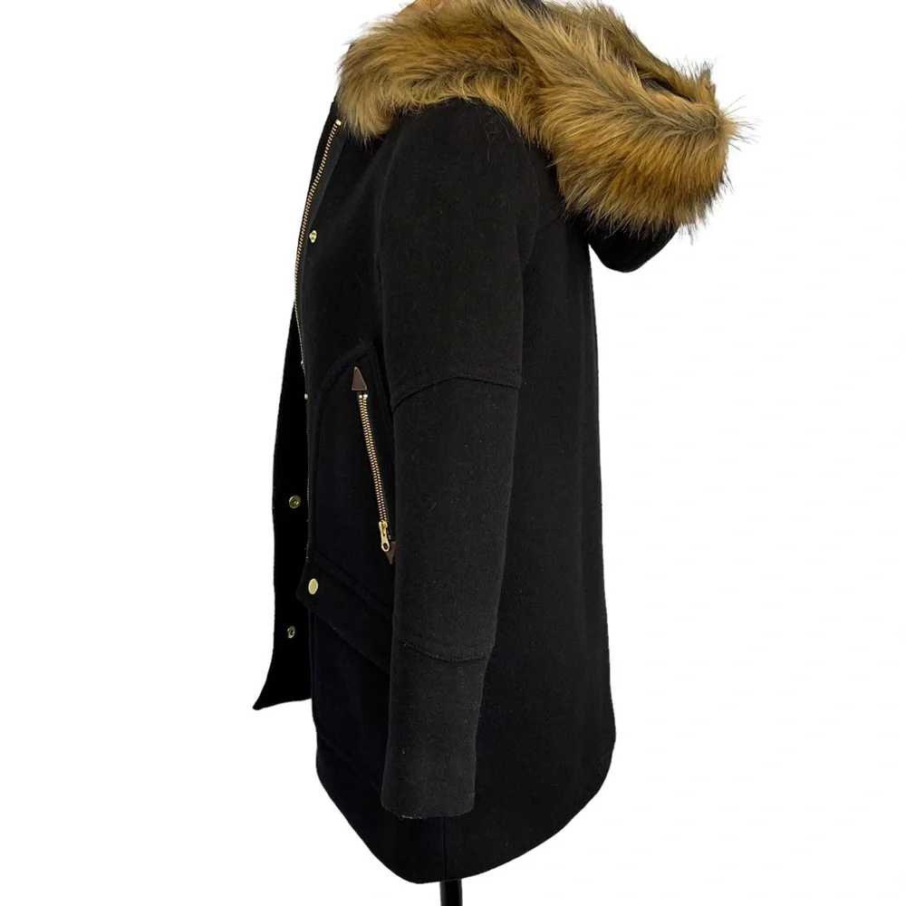 J. Crew Chateau parka in Italian Stadium Cloth in Black Women 00P New with tags